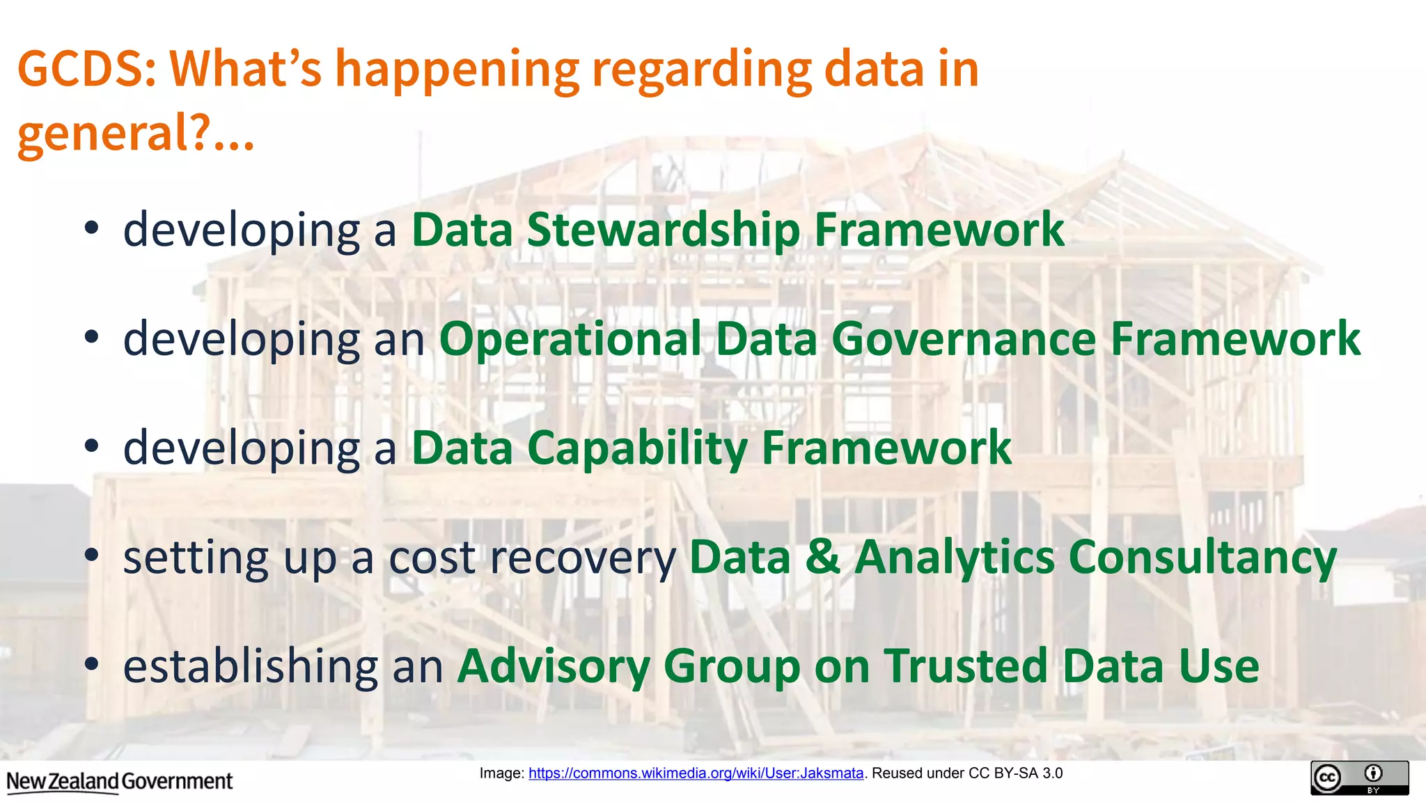 • developing a Data Stewardship Framework
• developing an Operational Data Governance Framework
• developing a Data Capability Framework
• setting up a cost recovery Data & Analytics Consultancy
• establishing an Advisory Group on Trusted Data Use
Image: https://commons.wikimedia.org/wiki/User:Jaksmata. Reused under CC BY-SA 3.0
 