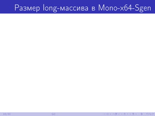 Размер long-массива в Mono-x64-Sgen
16/32 GC
 