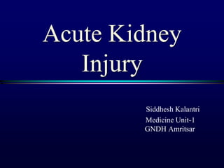 Acute Kidney
Injury
Siddhesh Kalantri
Medicine Unit-1
GNDH Amritsar
 
