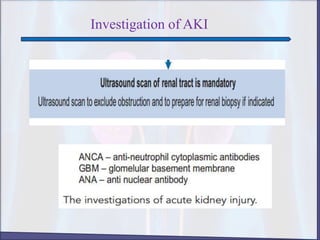 Investigation of AKI
 