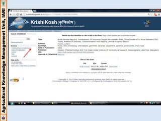 Agricultural Knowledge Management Unit, IARI 
 