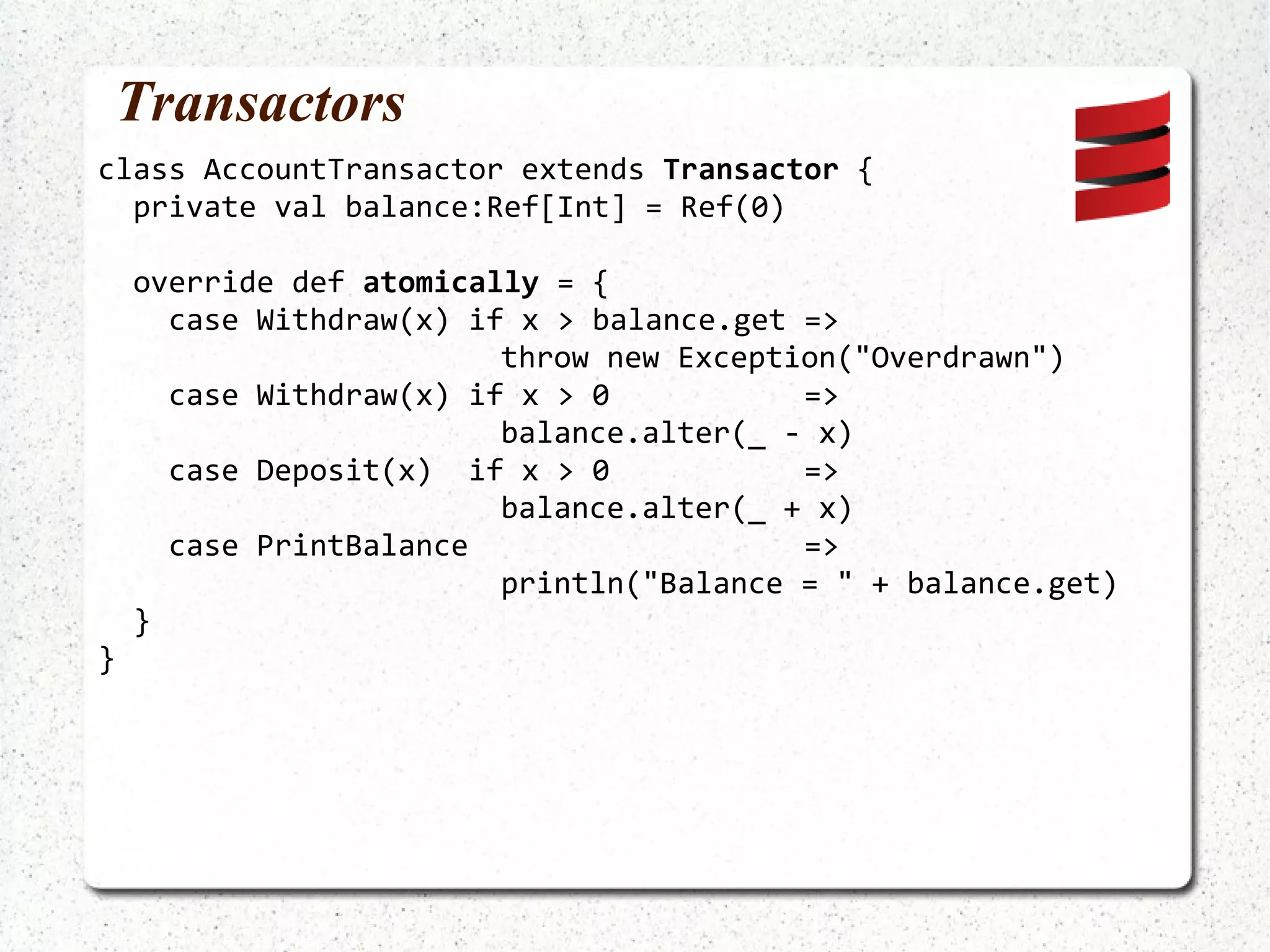 Finite state machine in an Actor (vending machine) 