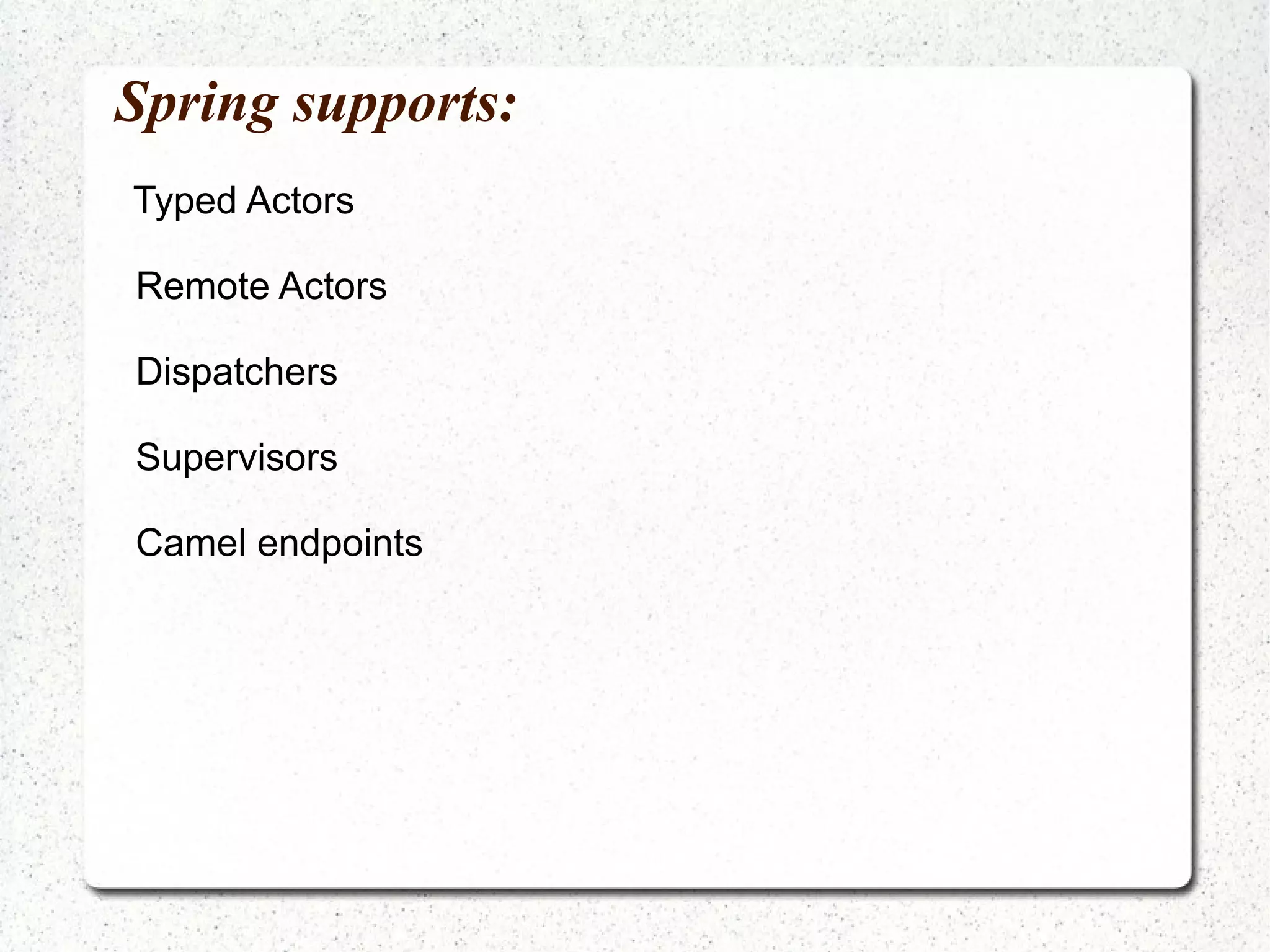 Transactional datastructues Akka provides two data structures supporting STM TransactionalMap 