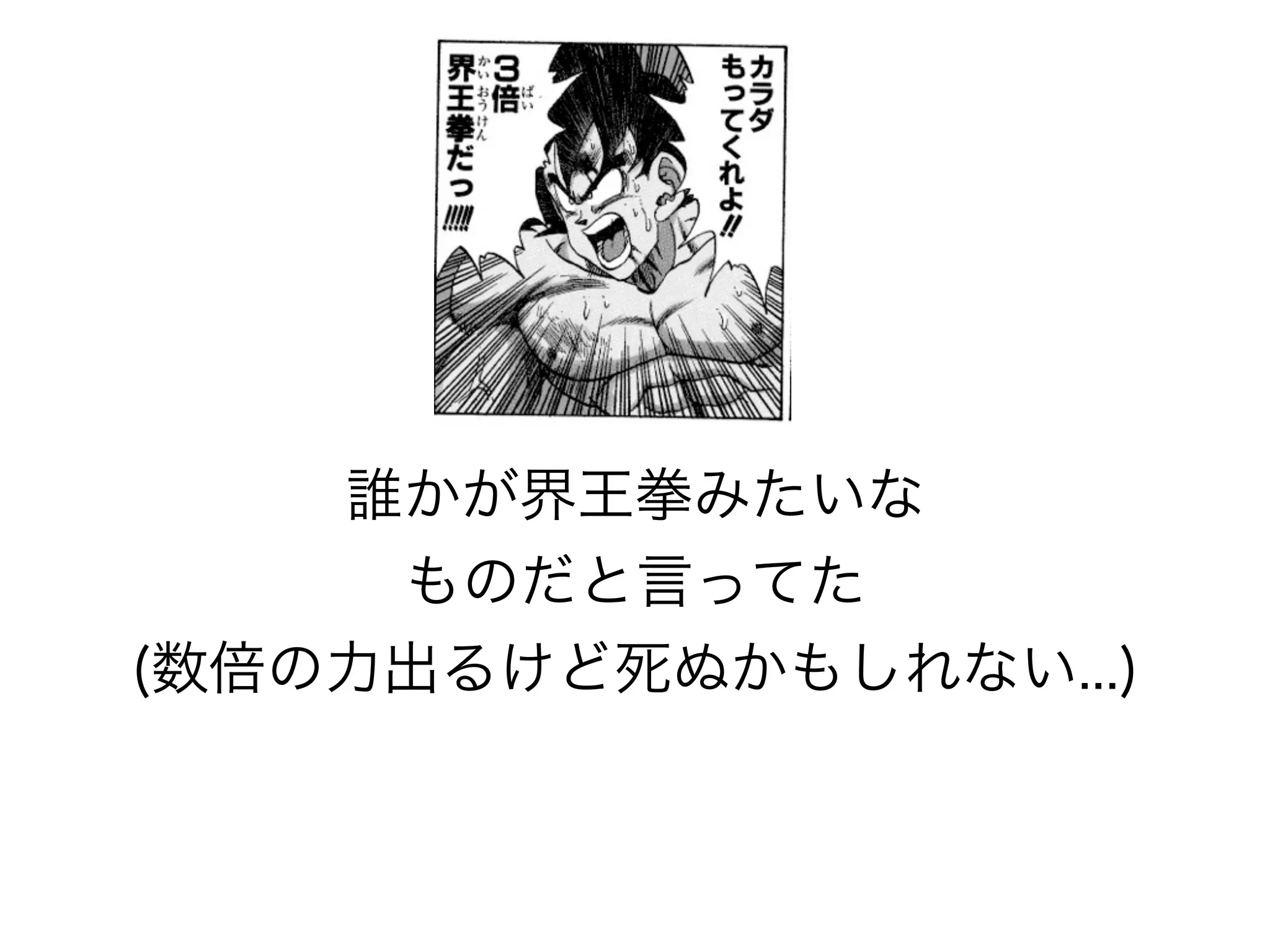 誰かが界王拳みたいな 
ものだと言ってた 
(数倍の力出るけど死ぬかもしれない...) 
 