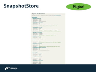 SnapshotStore Plugins!
http://akka.io/community/#journal_plugins
 