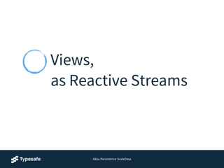 Views,
as Reactive Streams
Akka	
  Persistence	
  ScalaDays
 