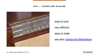 3 3
easy to tune
very efficient
easy to scale
see also: Gearpump Materializer
Image: Duncan Rawlinson (CC BY 2.0)
OPS — TUNING AND SCALING
 