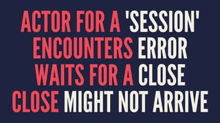 ACTOR FOR A 'SESSION'
ENCOUNTERS ERROR
WAITS FOR A CLOSE
CLOSE MIGHT NOT ARRIVE
 