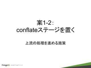 copyright Fringe81 Co.,Ltd.
案1-2：
conflateステージを置く
上流の処理を進める施策
 
