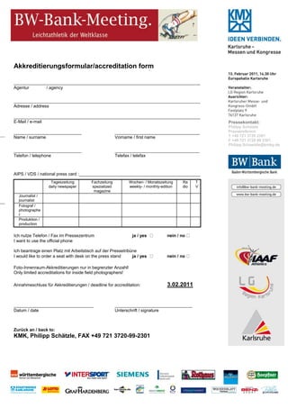 Akkreditierungsformular Bw Bank Meeting 2011 Pdf