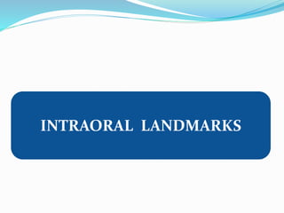 INTRAORAL LANDMARKS
 