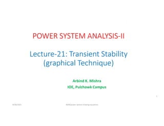 Arbind K. Mishra
IOE, Pulchowk Campus
8/30/2021 AKM/power system-ii/swing equations
1
 