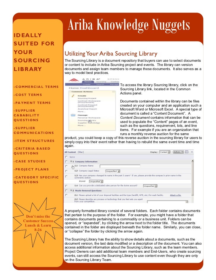 Ariba Knowledge Nuggets Sourcing Library