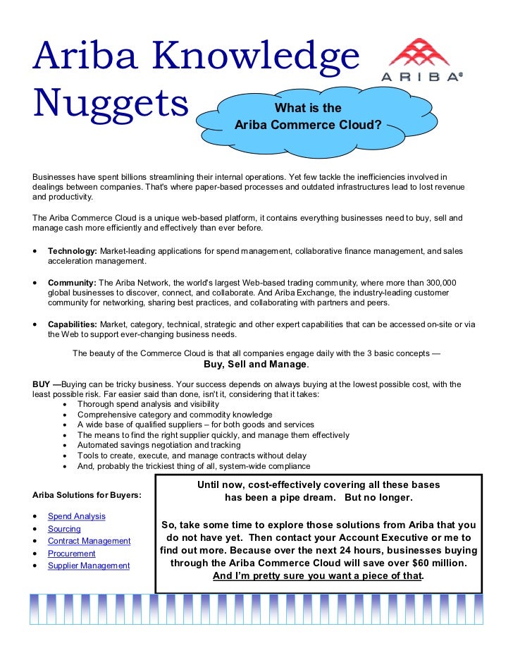 Ariba Knowledge Nugget: What is the Ariba Commerce Cloud