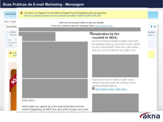 Boas Práticas de E-mail Marketing - Mensagem



    MENSAGEM
   60% Texto x 40% Imagem - Teste de renderização
 
