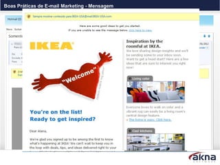 Boas Práticas de E-mail Marketing - Mensagem



    MENSAGEM
   60% Texto x 40% Imagem - Teste de renderização
 