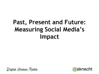Past, Present and Future:
Measuring Social Media’s
          Impact




                    @aknecht
 