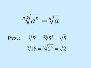 n?k

Pvz. :

6
8

a = a
k

n

3

5 =

2?3

5 = 5

16 =

2?4

2 = 2

3

4

 