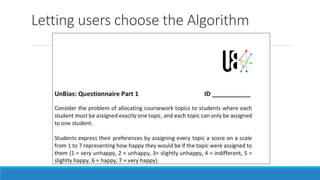 Letting users choose the Algorithm
 