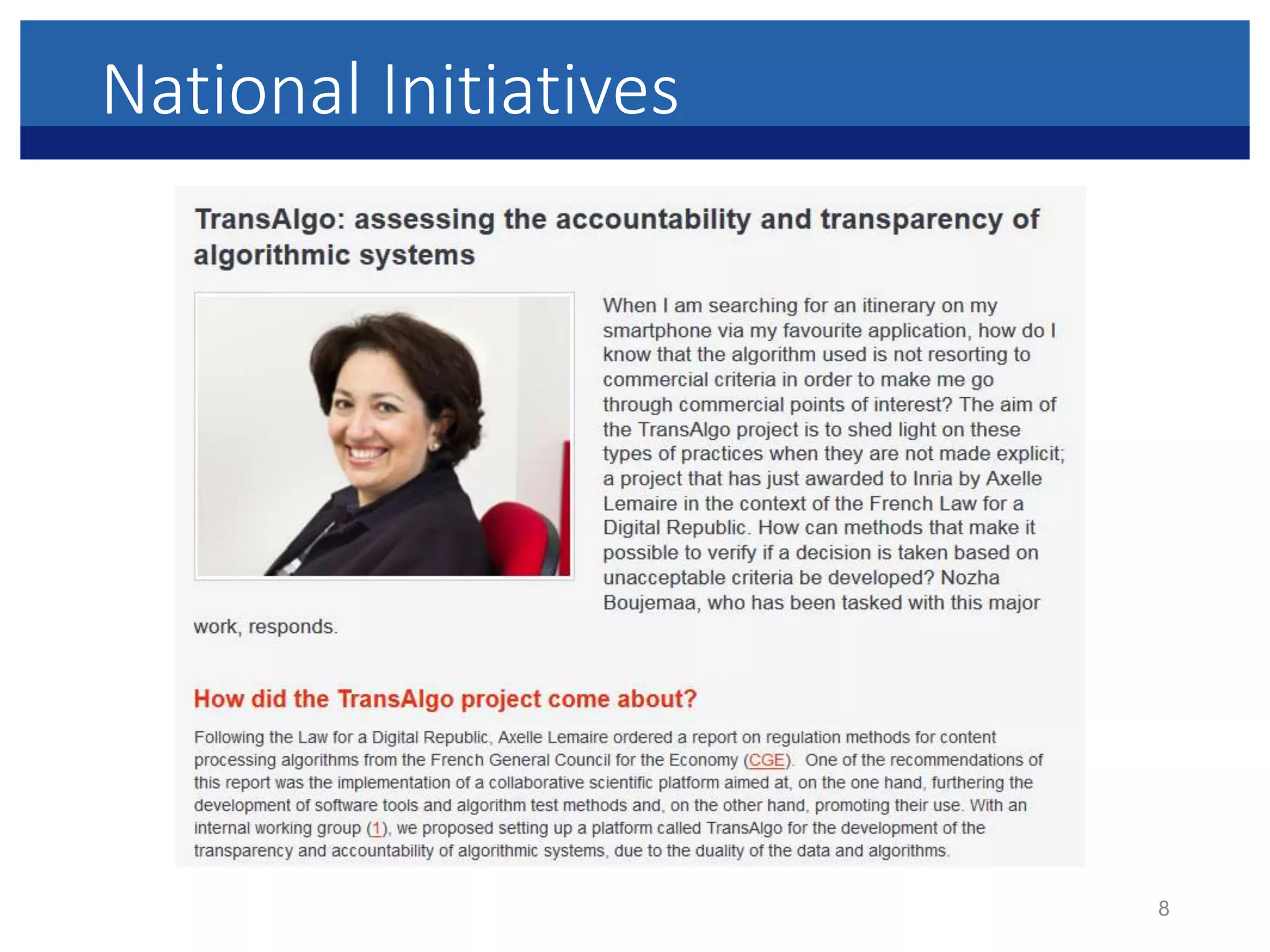 National Initiatives
8
 