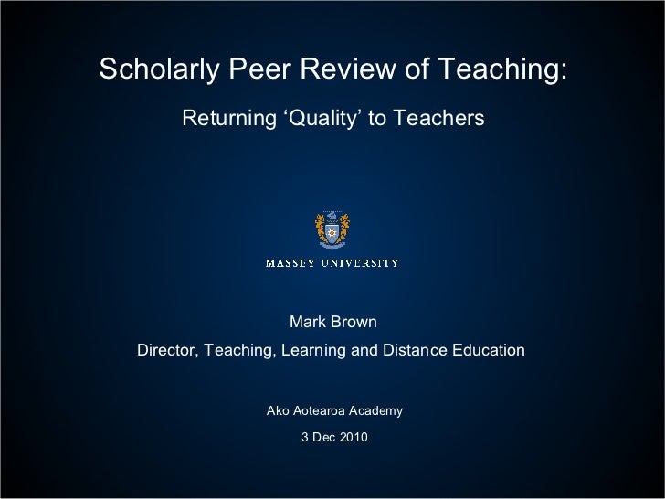 Scholarly Peer Review of Teaching