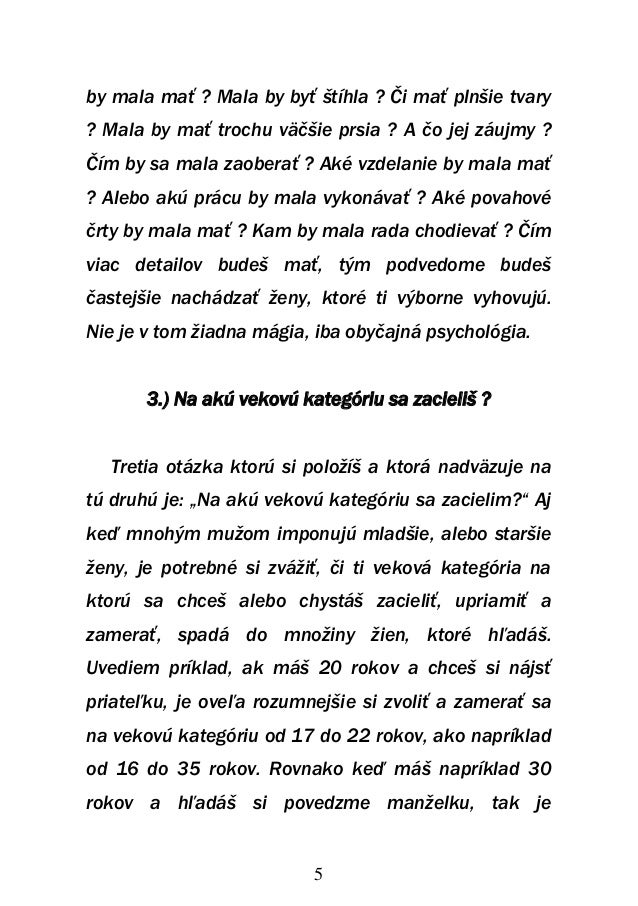 Prvá správa príklad Online Zoznamka profil