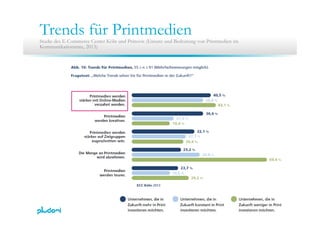Trends für PrintmedienStudie des E-Commerce Center Köln und Prinovis (Einsatz und Bedeutung von Printmedien im
Kommunikationsmix, 2013)
 