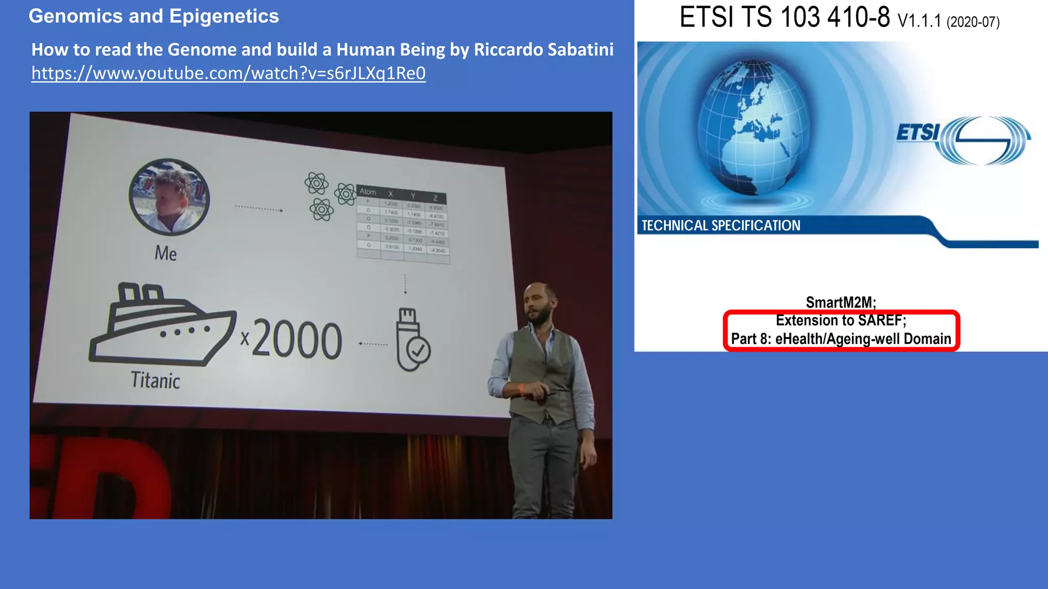 Genomics and Epigenetics
How to read the Genome and build a Human Being by Riccardo Sabatini
https://www.youtube.com/watch?v=s6rJLXq1Re0
 