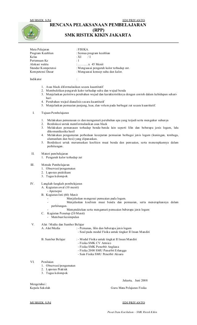 Akreditasi rpp fisika xi kikin