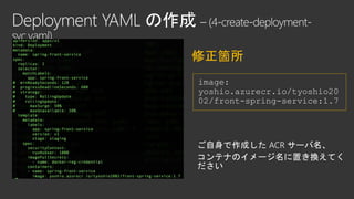 修正箇所
image:
yoshio.azurecr.io/tyoshio20
02/front-spring-service:1.7
 