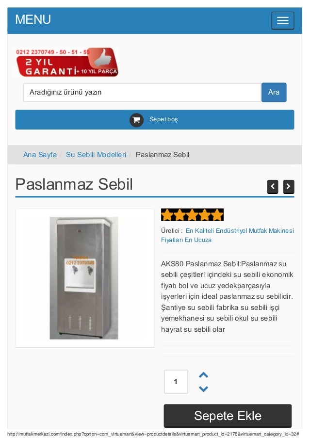 Su Sebili Yildiz Sogutma Urunleri