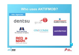Who uses AKTIFMOB?
Ads. Agencies




                               20
 