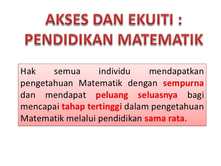 Akses Ekuiti Dalam Pendidikan Matematik