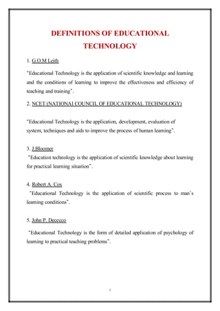 DEFINITION OF EDUCATIONAL TECHNOLOGY BY GOM LEITH visual data 3