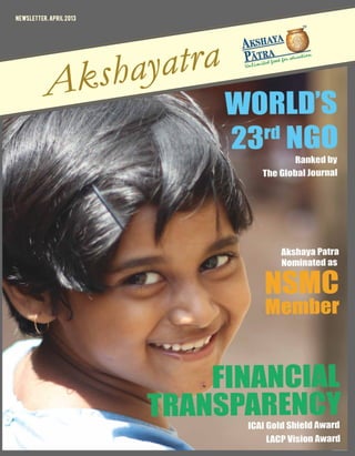 Akshaya Patra Ranked 23rd among Top 100 NGOs by The Global Journal