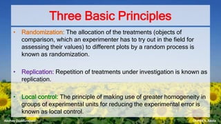 Control Randomization Replication STATISTICAL METHODS AND TECHNIQUES FOR AGRONOMIC RESEARCH | PPTX