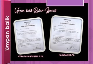 Umpan balik Rekan Sejawat
CITRA SAS ANGRAENI, S.Pd.
HJ.NURAENI,S.Pd.
 