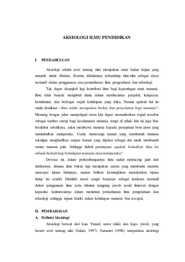 Aksiologi Ilmu Pendidikan