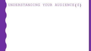 UNDERSTANDING YOUR AUDIENCE(S)
 