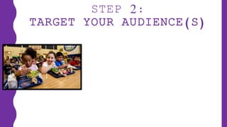 STEP 2:
TARGET YOUR AUDIENCE(S)
 