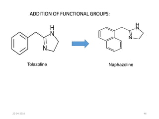 ADDITION OF FUNCTIONAL GROUPS:
Tolazoline Naphazoline
22-04-2016 46
 