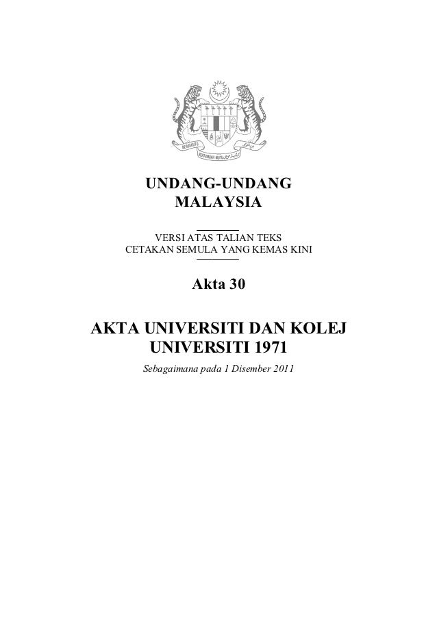 Akta 30 - Akta Universiti dan Kolej Universiti 1971
