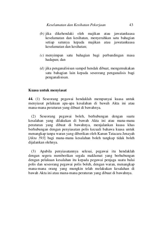Akta 514 Akta Keselamatan Dan Kesihatan Pekerjaan 1994
