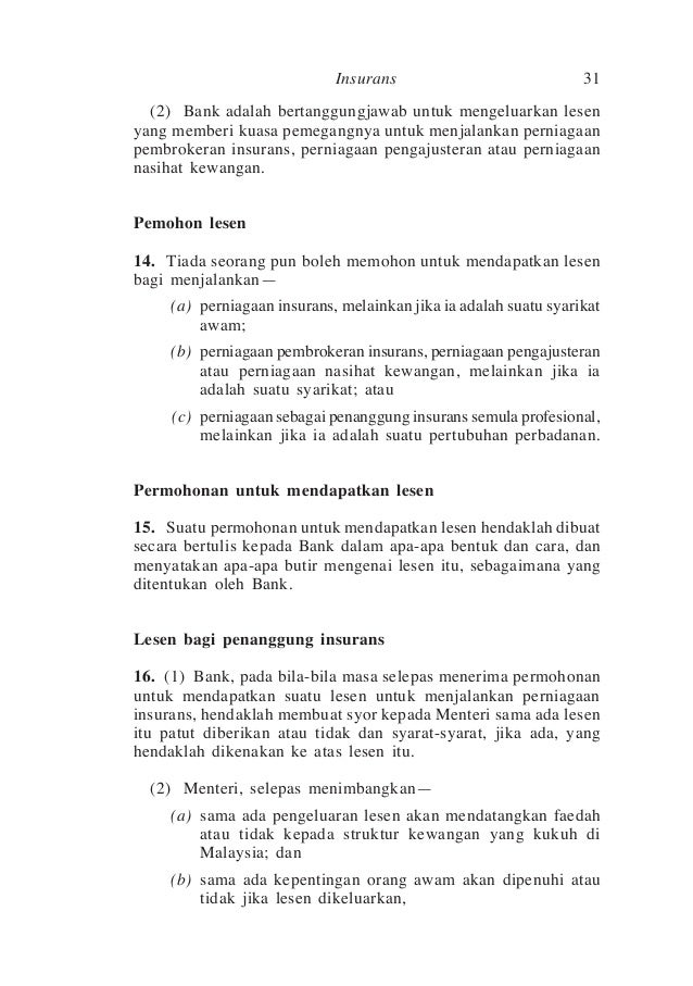 Malaysian Insurance Act - Akta 553