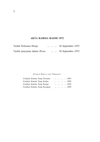Akta 88 - Akta Rahsia Rasmi 1972 | PDF