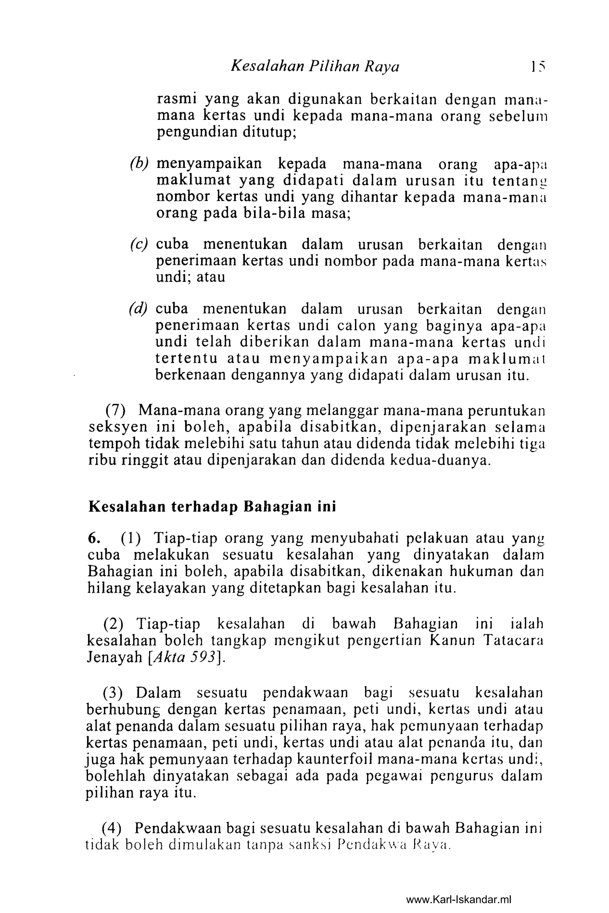 Akta Kesalahan Pilihanraya 1954 | PDF