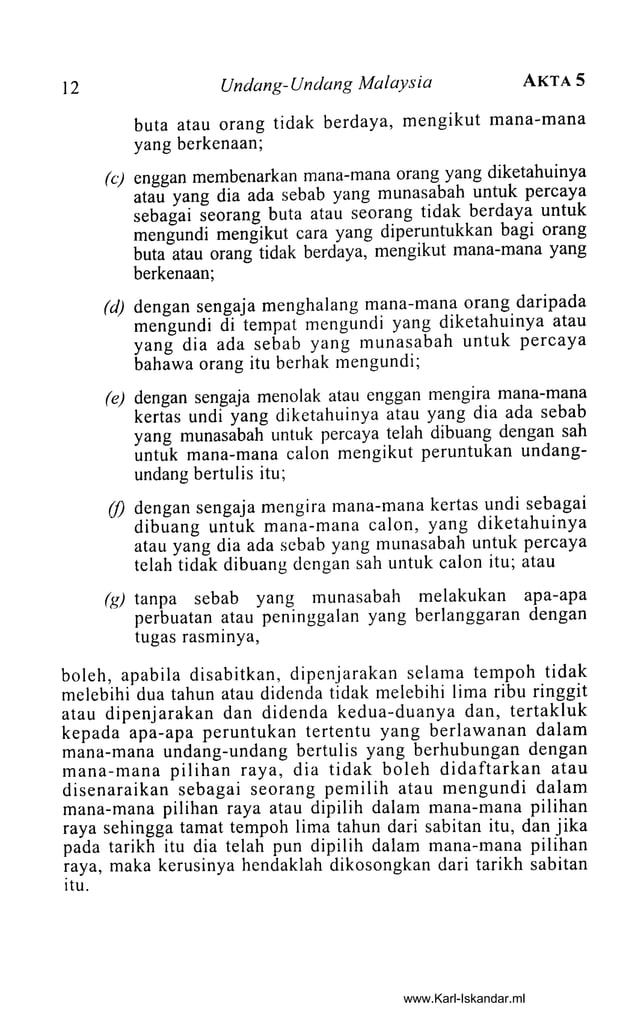 Akta Kesalahan Pilihanraya 1954 | PDF