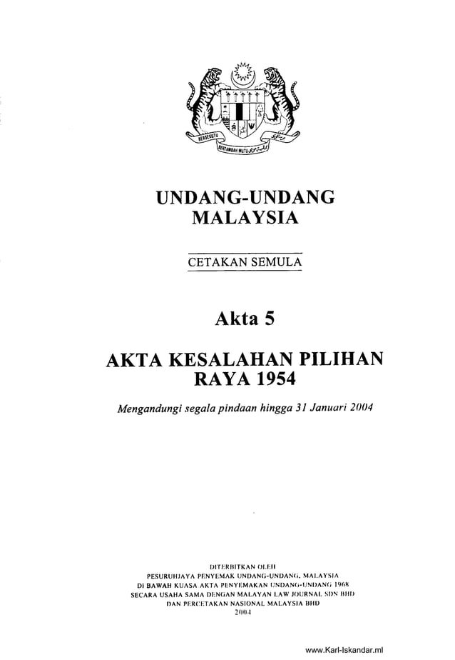 Akta Kesalahan Pilihanraya 1954 | PDF