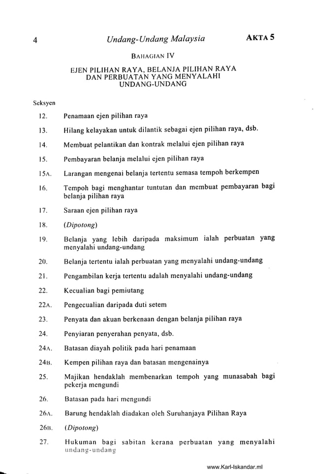 Akta Kesalahan Pilihanraya 1954 | PDF