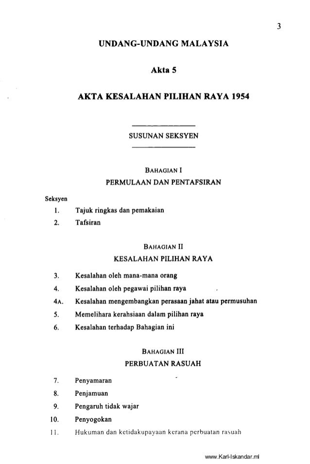 akta kesalahan pilihan raya 1954